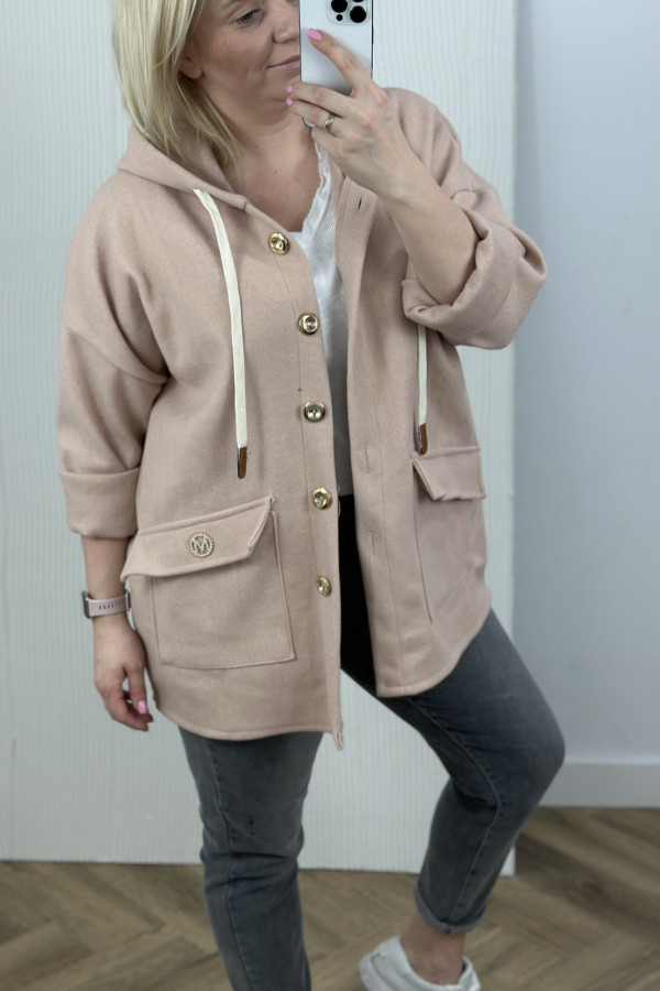 PŁASZCZO BLUZA OVERSIZE PUDROWY RÓŻ 3